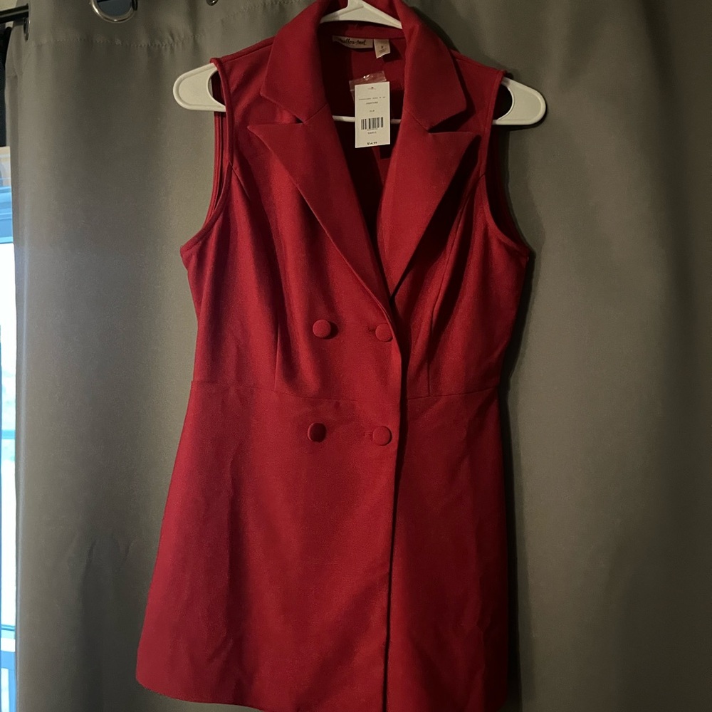 Red (Pink) Sleeveless Blazer Romper